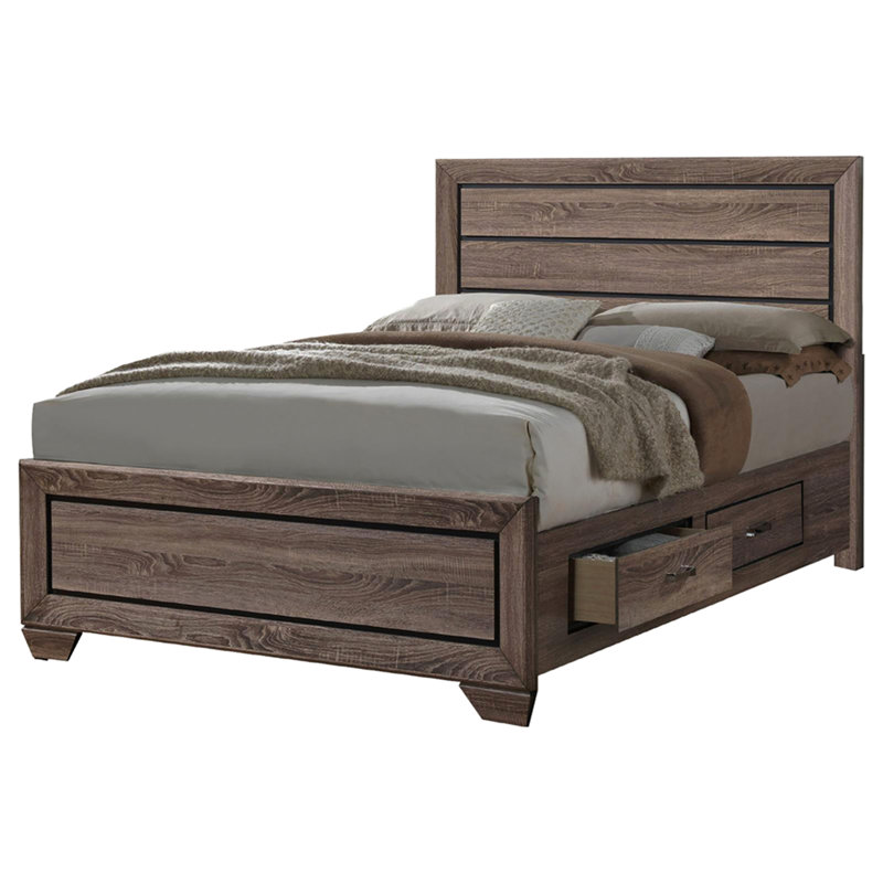 Washed Taupe Queen Storage Bed