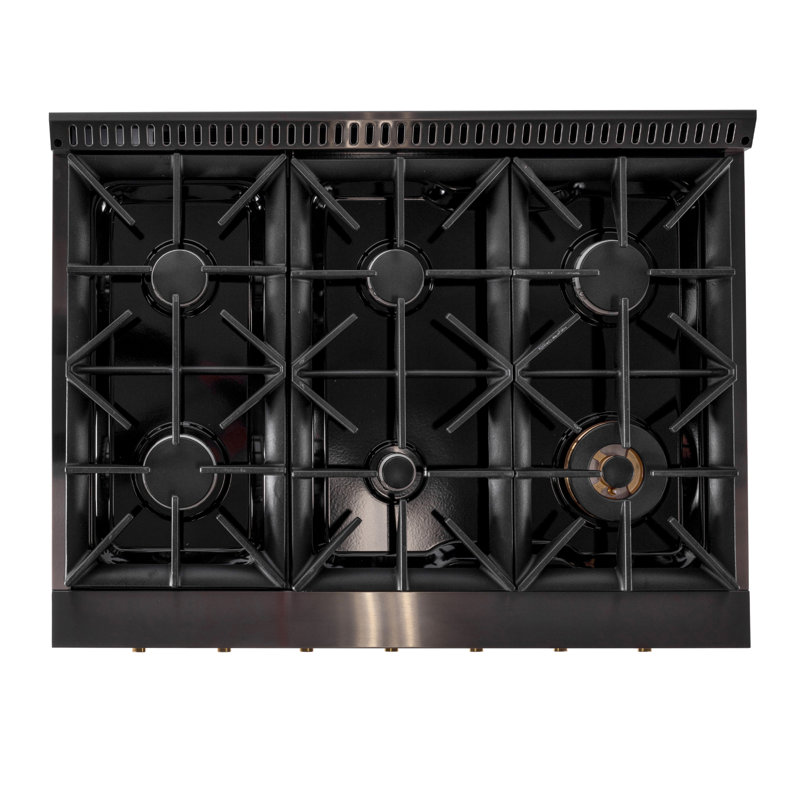 KUCHT Gemstone Professional 36 in. 5.2 cu. ft. Range with Sealed Burners and Convection Oven in Titanium Stainless Steel