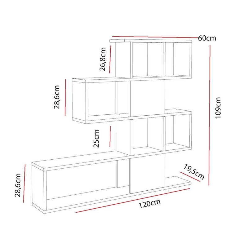 Modern White Bookshelf, 100% Melamine Coated Particle Board, 47.2 x 42.9 x 7.7 inches | Wall-Mountable Design, Multiple Shelves for Storage | Elegant Solid Color Finish, Ideal for Home & Office Decor