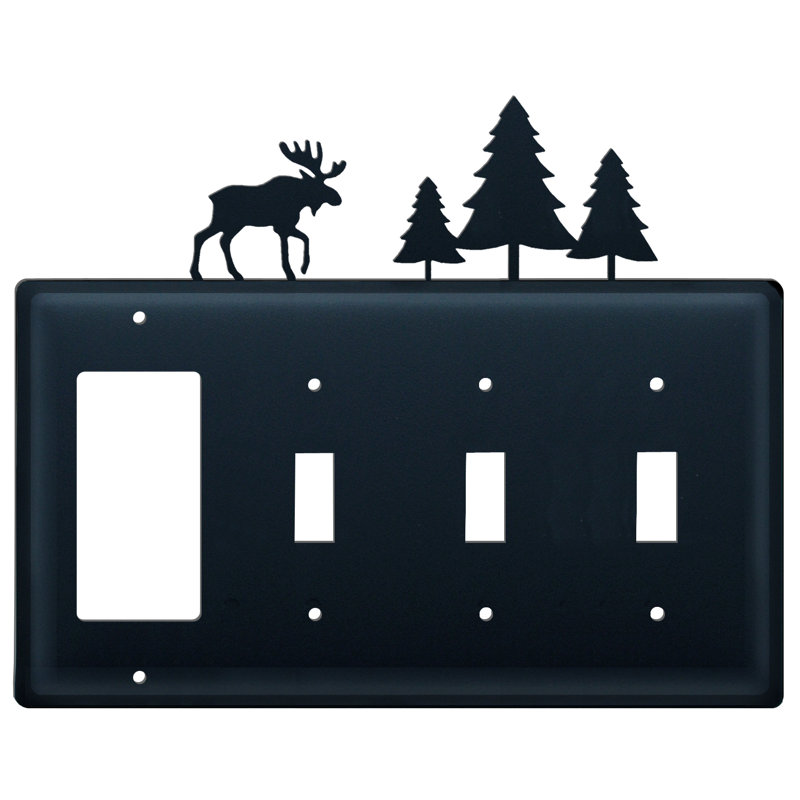 Moose and Pine Trees 4-Gang Toggle Light Switch / Rocker Combination Wall Plate