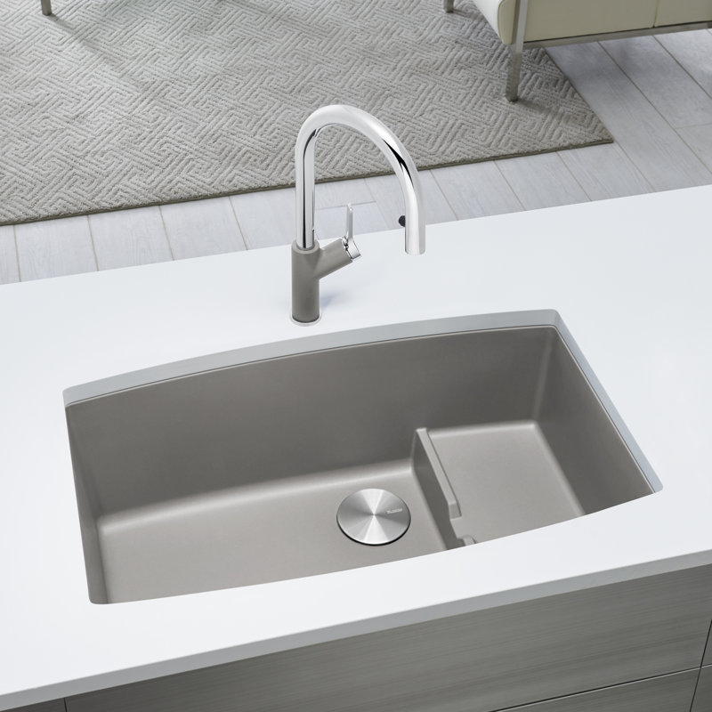 Performa Cascade Silgranit 32" Single Bowl Undermount Kitchen Sink with Colander - Truffle, Truffle