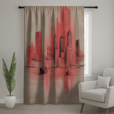 Red City Skyline, rideaux transparents et occultants - 1 panneau