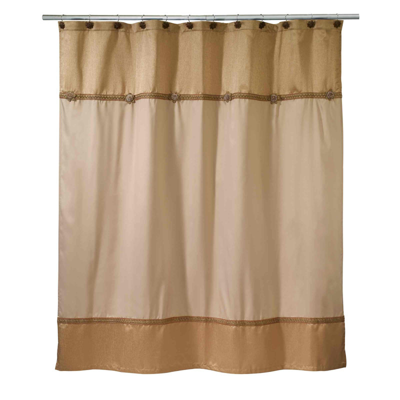 Avanti Linens Braided Medallion Shower Curtain & Hook Set, Gold