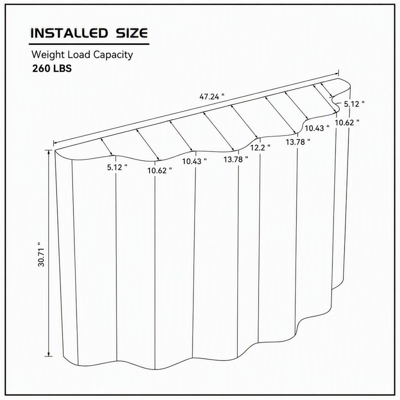 Console d'entrée en fibre de verre de 120 cm (47,24 po) avec motif ondulé