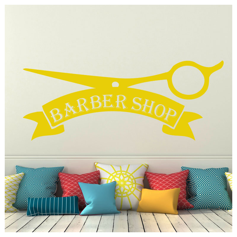 Décalcomanie murale magasin barber, Jaune
