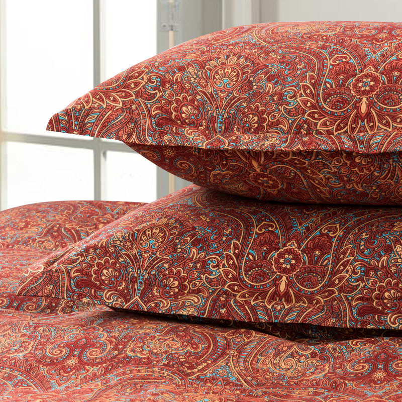 Cotton Sateen Floral Duvet Cover, King Duvet Cover + 2 Pillow Cases