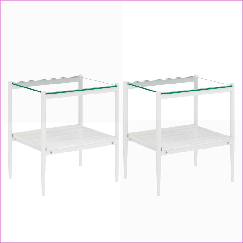 Ensemble de 3 tables basses et tables de bout en verre trempé pour le salon, facile à nettoyer avec beaucoup de rangement