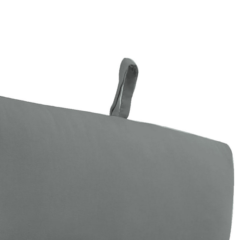 22" x 44" Outdoor Chair Cushion with Ties and Loop, Gray