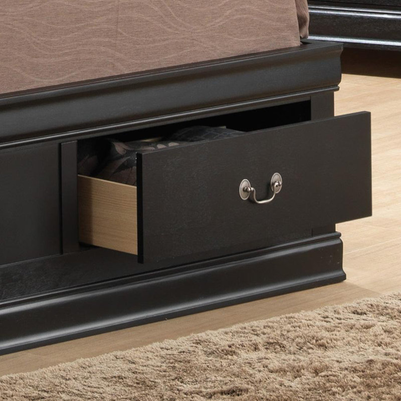 Lit de rangement traditionnel avec élégance, Noir, Grand