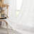 Feather Pattern Sheer Grommet Jacquard White Window Curtain Drapes (Set of 2)-1821619620