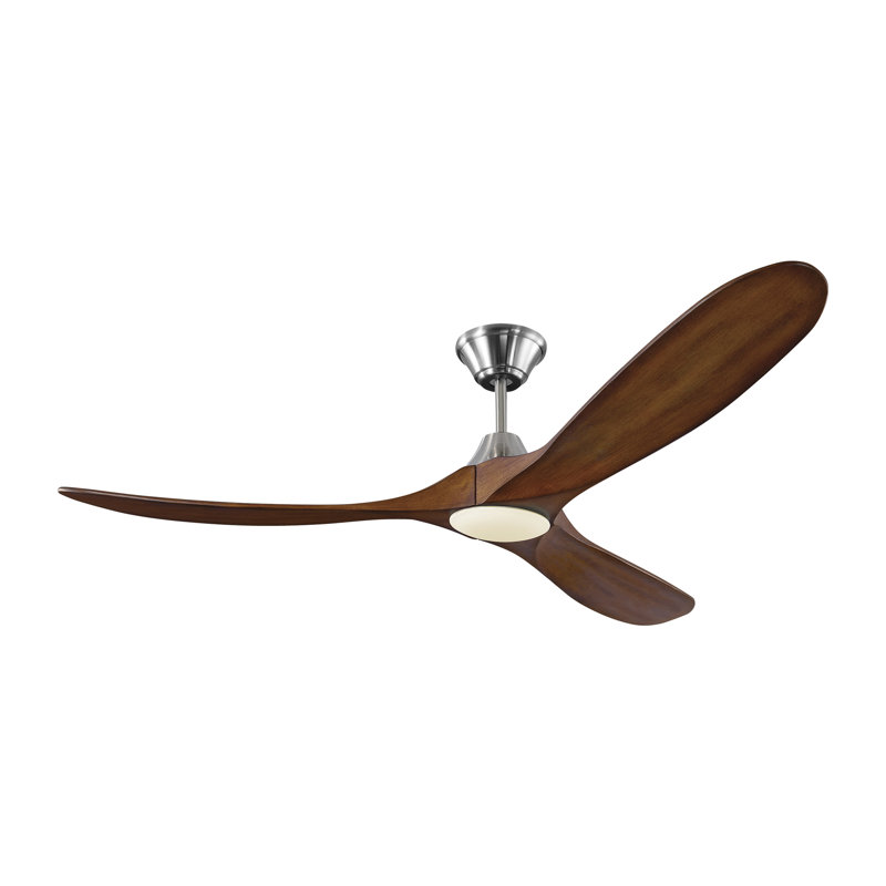LED Downrod Ceiling Fan, Brushed Steel with Dark Walnut Blades, 52 inches