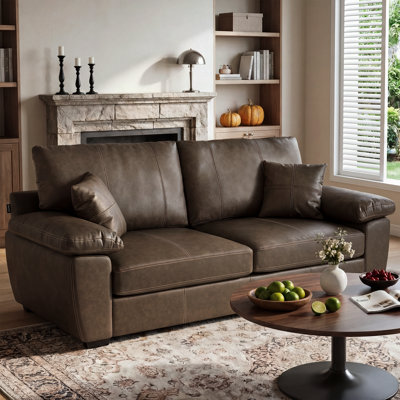 88.2" Faux Leather Square Arm Sofa