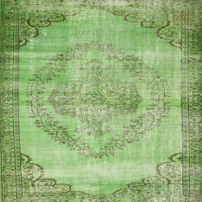 Tapis de zone vert contemporaine, Carré 7 pi