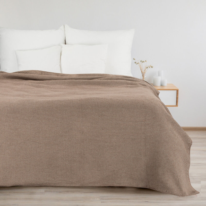Montevia Cotton Blend No Pattern Bedspread, W200 x L220cm, Dark Beige