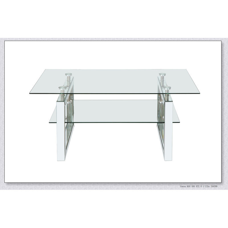 Table basse rectangulaire avec plateau en bois manufacturé, tablette et tiroir