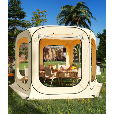 12x12ft Pop Up Screen Tent Waterproof Roof Canopy 10-12 Person Quick Setup Outdoor Shelter Camping Backyard