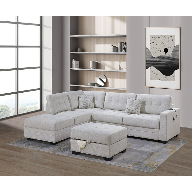 Ensemble de salon modulaire avec repose-pieds en L 3 pièces Living