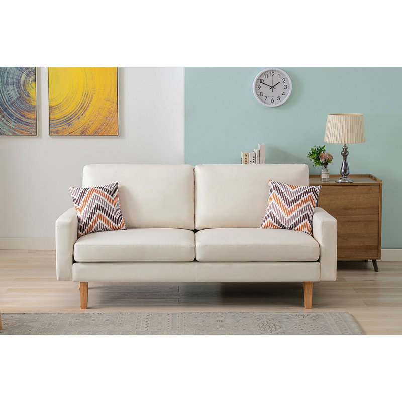 Canapé en lin beige 70 po Bahamas et 2 chaises avec 2 coussins décoratifs, Beige