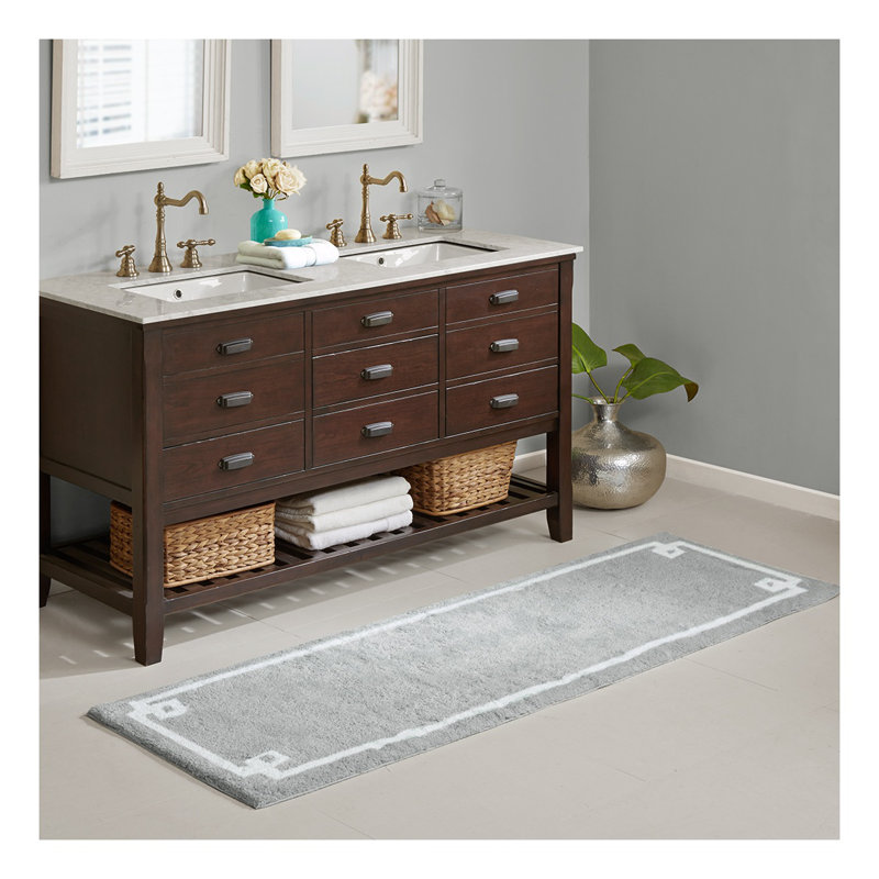 Oeko-Tex Certified Cotton Tufted Bath Rug, 24" x 72", Grey