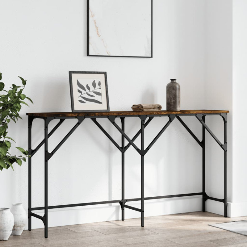 Nycole Console Table, 75 H x 140 W x 29 D cm, Smoked Oak