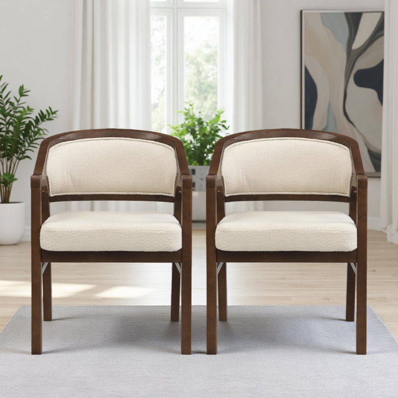 Chaise de salle à manger en bois avec dossier rembourré, ensemble de 2, Noyer