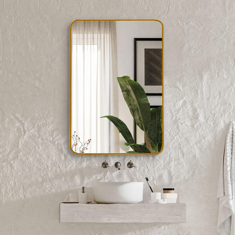 Miroir mural pour salle de bain, Doré, 30 po x 22 po