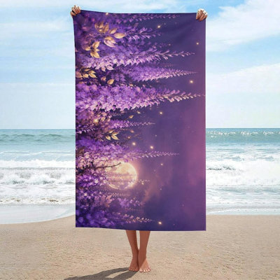 Serviette de plage surdimensionnée « Glycine au clair de lune sous un ciel lumineux », douce et absorbante, idéale pour la plage, la piscine, la salle de bain, les voyages, le gymnase et le camping, 127 x 152 cm (50 x 60 pouces).