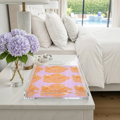 Hibiscus Acrylic Rectangle Decorative Tray