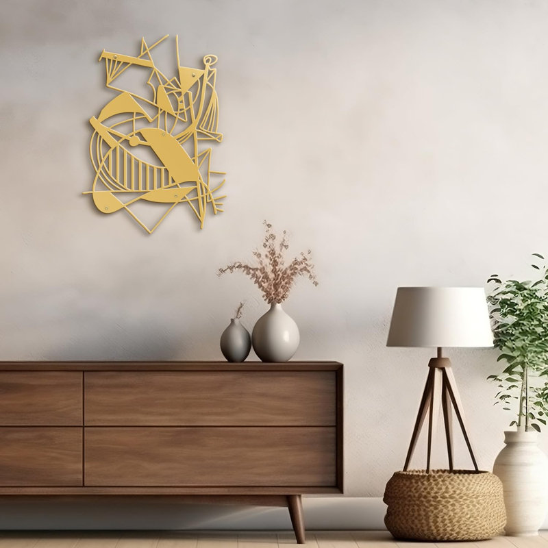 Décoration murale en métal, H 36 po x l 24 po x P 0,05 po, Or