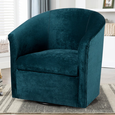 Fauteuil pivotant Ocean, bleu - siège d'une largeur de 20,5 po, hauteur du produit 30 po, chaise pratique en microfibre rotative avec double profondeur de test de frottement, longue durée