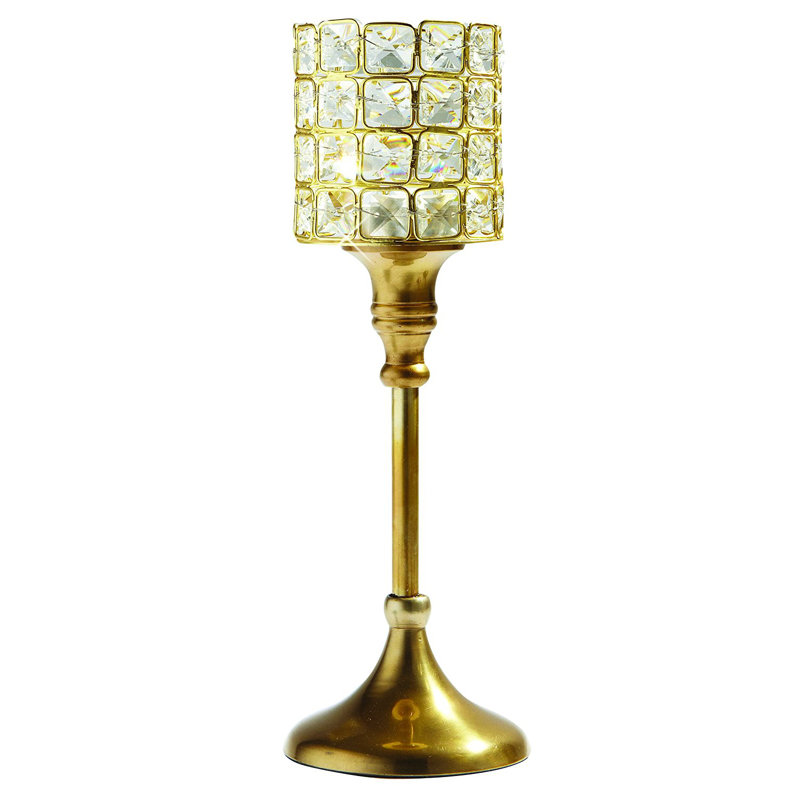 Porte-photophore en acier inoxydable crystal, H 11 po x l 4 po x P 3 po
