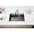 Waterfall Kitchen Sink, Stainless Steel Single Bowl In Black, Multifunctional Workstation With Flying-Rain Faucet And Cutting Board, 30×18″ Stainless Steel Single Bowl Sink, LS-SSBL05