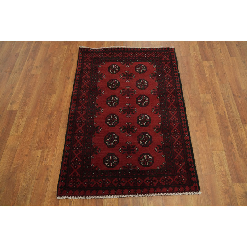 Tapis décoratif géométrique oriental afghan 3 x 4