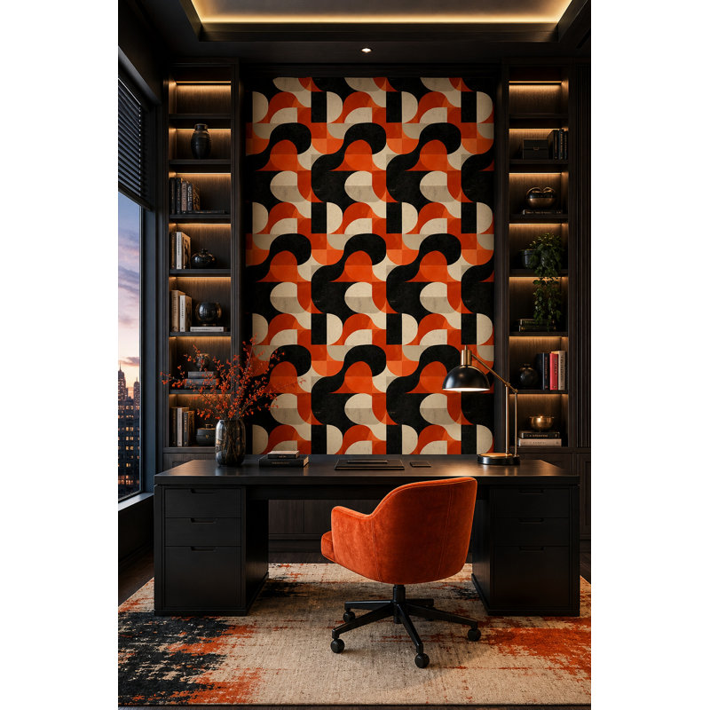 Décoration murale amovible de style rétro Mid-Century, Textured Non-Pasted