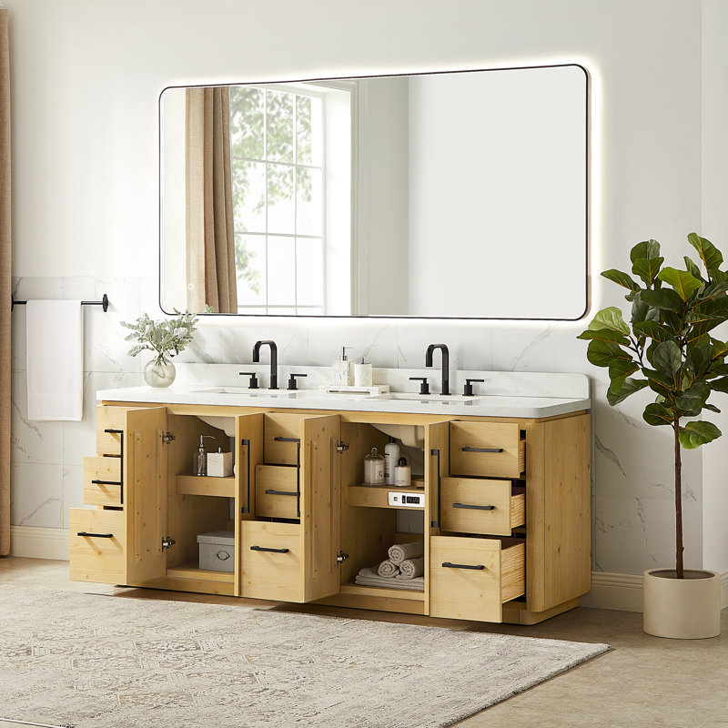 Ensemble de meuble-lavabo double 84 po avec miroir Pierre