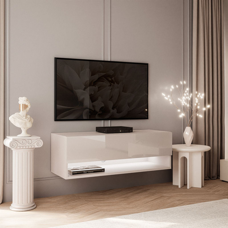 Christionna Calante Wall Cabinet with LED Lighting, High-gloss Cashmere