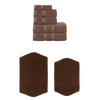 Bryd Collection 100% Soft Cotton 6 Pc Towel Set & 2 Pc Bath Rug Set, (Set of 8)