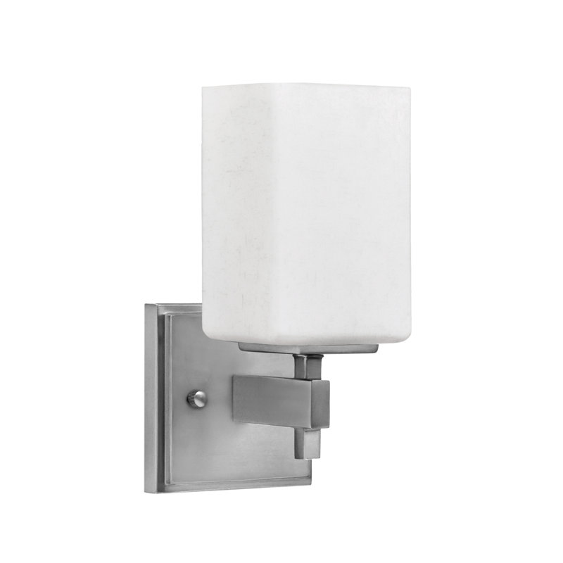 Headland Wall Sconce Shown With 4" Square White Muslin Glass, Nickel