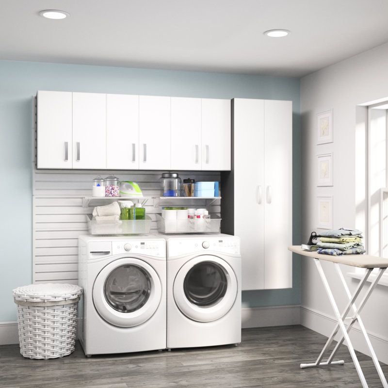 Deluxe Wood Laundry Room Organizer, White