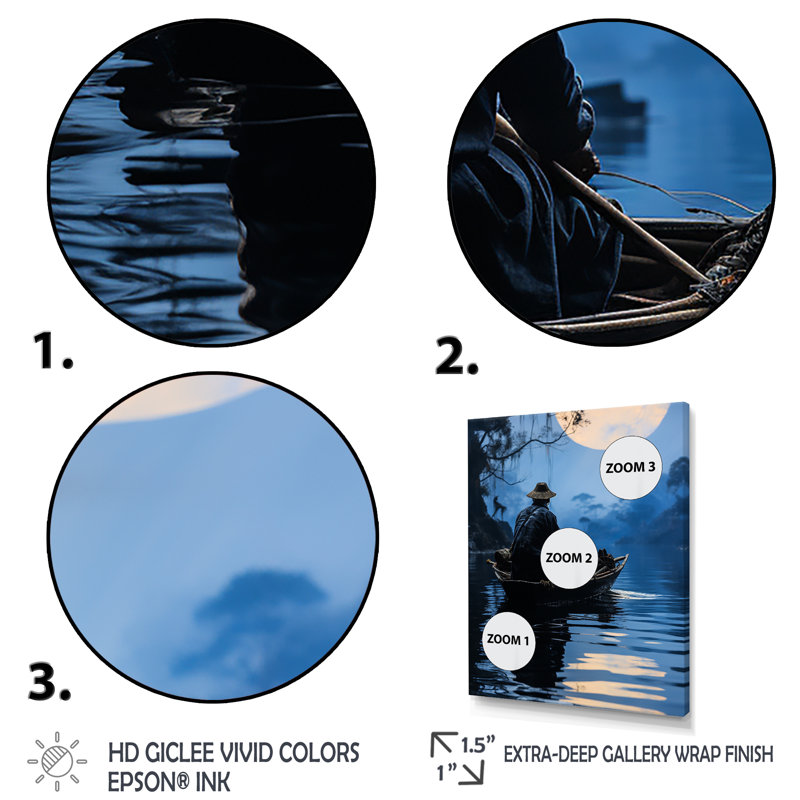 Yerby, «Boat Fishermans Solace I», reproduction sur toile, H 32 po x l 24 po x P 1 po, Cadre photo noir
