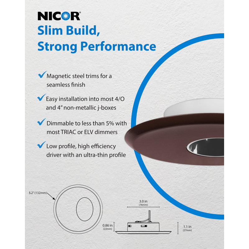 Plafonnier encastré DEL sélectionnable de 5 po avec garniture murale noire DLFv5 SureFit, Oil-Rubbed Bronze