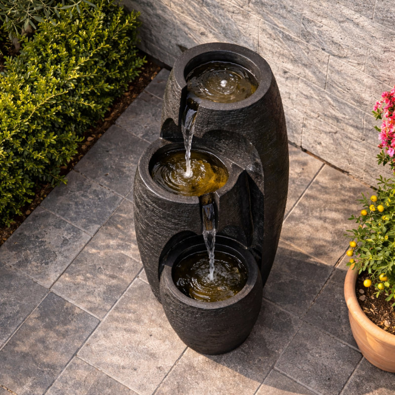 Cascade Fountain with Lights, Black
