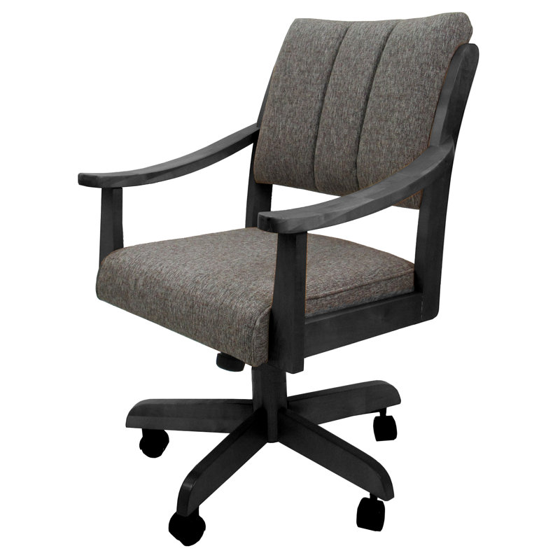 Evteka Dining Caster Chair with Arms, Dark Gray, Mojave Gray