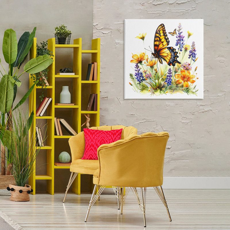  Art mural sur toile Butterfly Wings Garden par LSR Design Studio, H 30 po x l 30 po