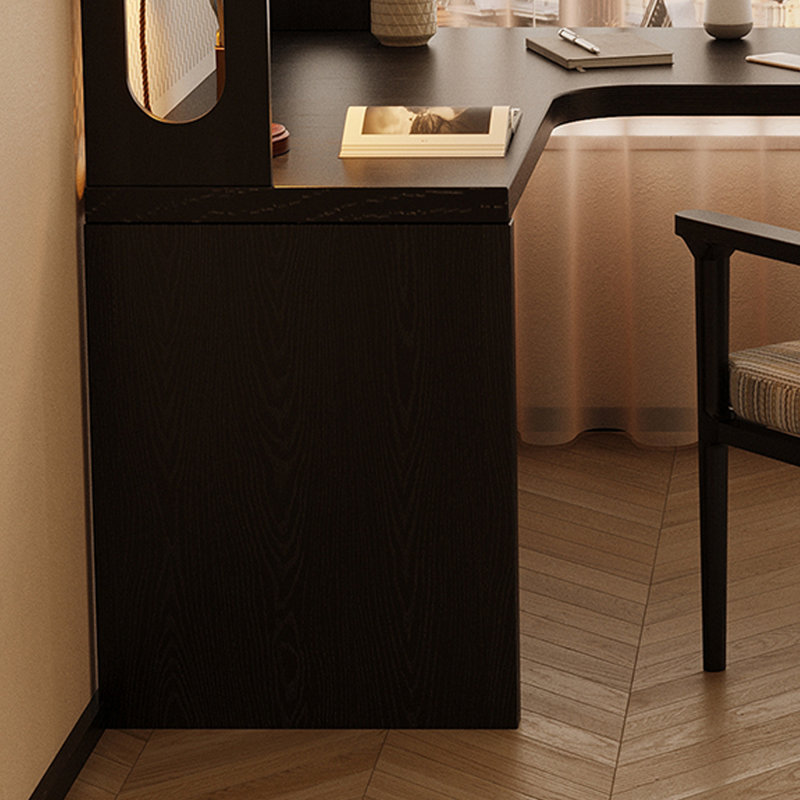 Bureau noir en bois massif en forme de L, Retour à gauche, H 29,53 po x l 70,87 po x P 39,37 po