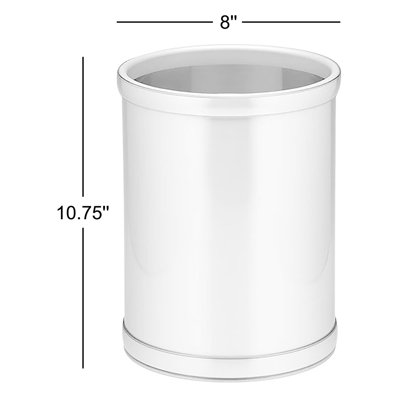 Ribbed White Travertine Striped Small Bathroom Trash Can 2.5