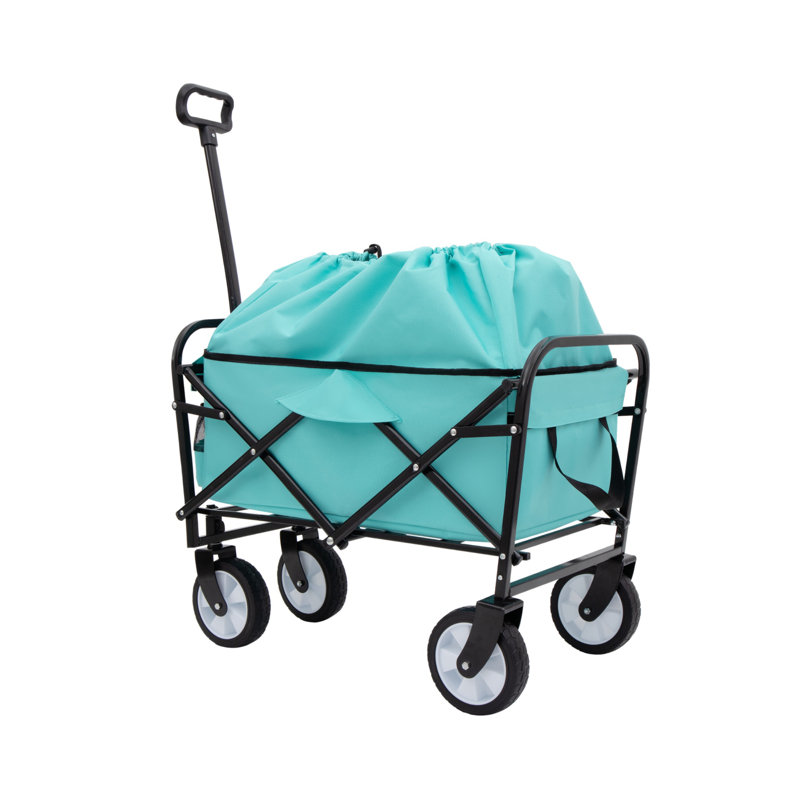 Chariot de plage pliable à 4 roues Chariot utilitaire robuste pour chariot utilitaire 225 lb, Bleu