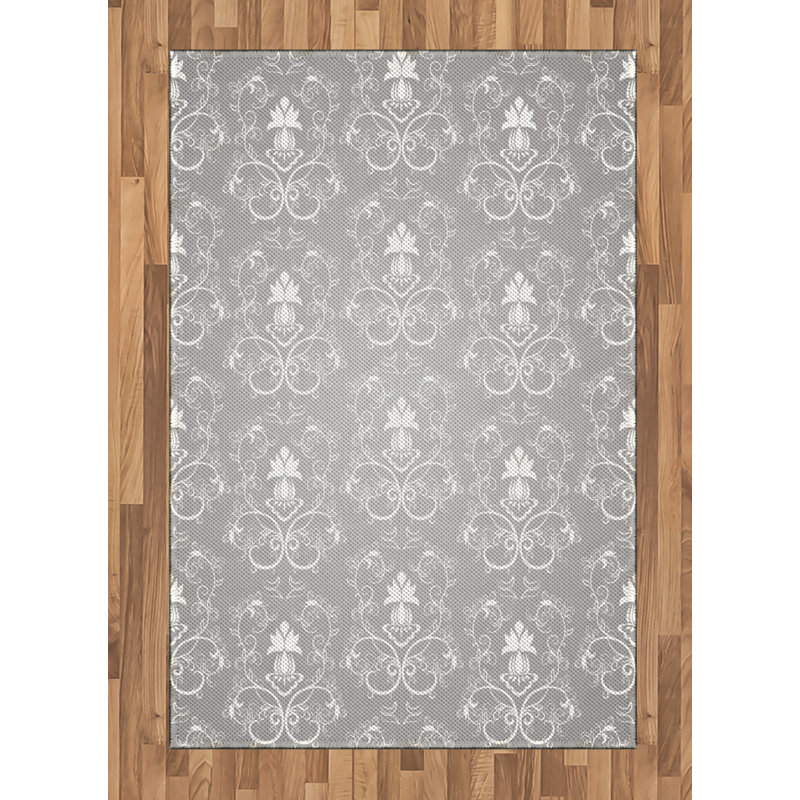 Tapis décoratif en fibres de polyester à haute densité Damask, Rectangle— 4 pi x 5 pi 8 po