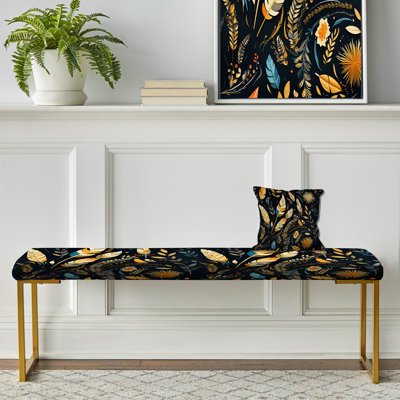 Banc floral rembourré or