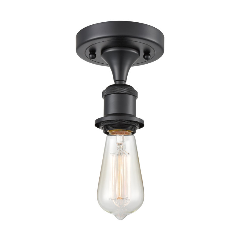 Smathering Semi Flush Mount, Matte Black, 3.5 Watt Vintage LED Bulb
